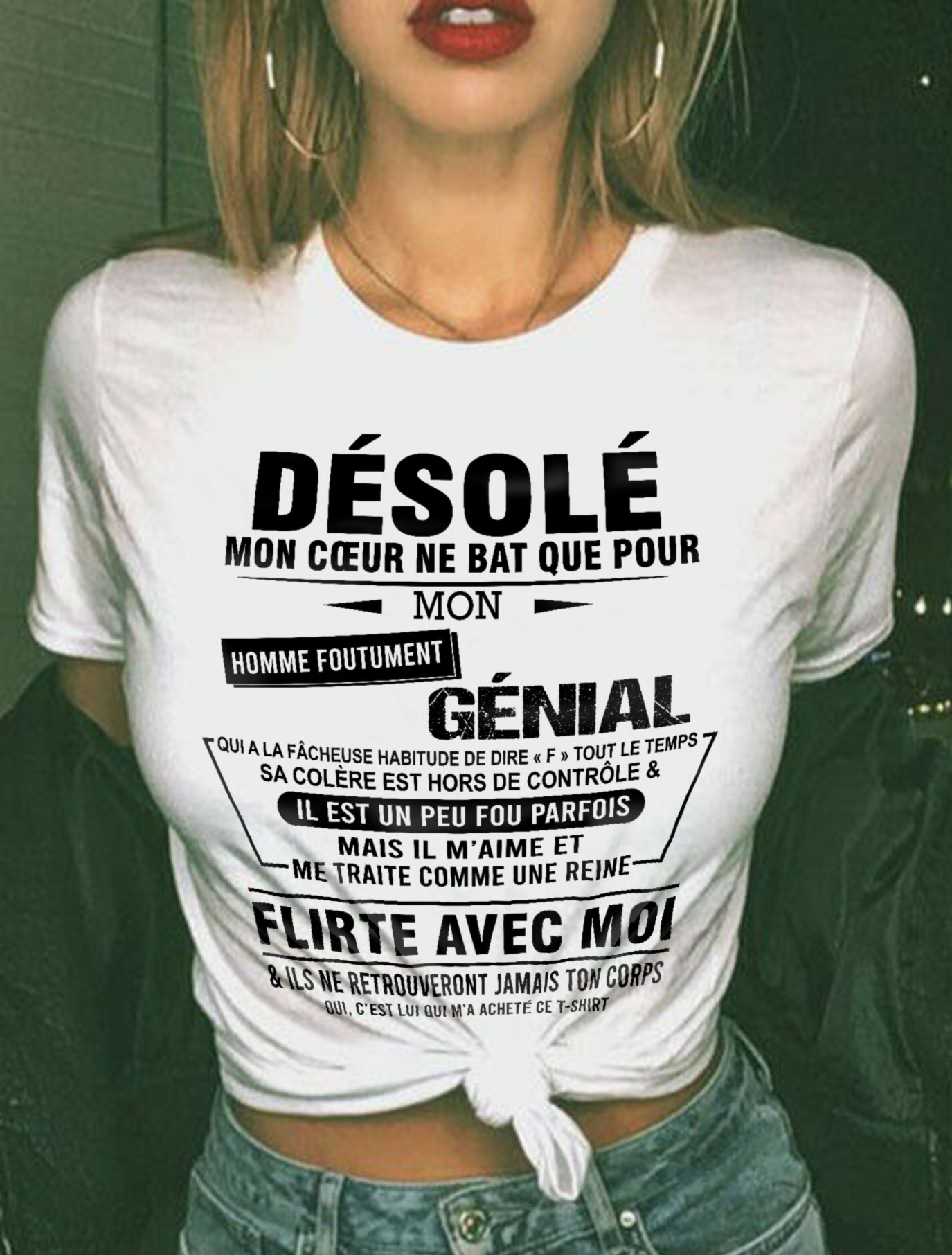 DÉSOLÉ MON CŒUR NE BAT QUE POUR MON HOMME FOUTUMENT GÉNIAL - DE SON MARI - FR00/NINA00 (SKU26T-01161-00)