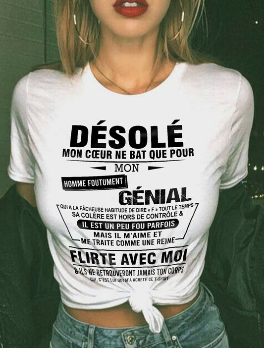 DÉSOLÉ MON CŒUR NE BAT QUE POUR MON HOMME FOUTUMENT GÉNIAL - DE SON MARI - FR00/NINA00 (SKU26T-01161-00)