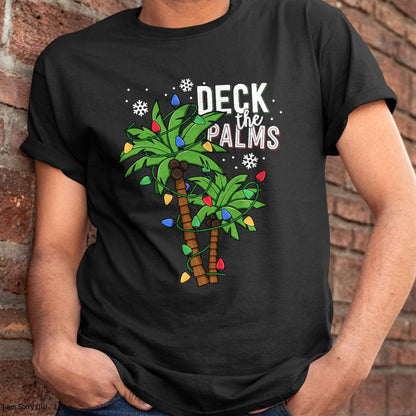 Deck The Palms Tropical Hawaii Christmas Palm Tree Lights T-Shirt - Christmas Unisex T-Shirt/Hoodie/Sweatshirt - NINA00
