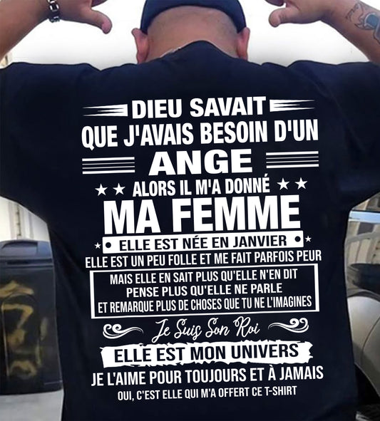 JANVIER - DIEU SAVAIT QUE J'AVAIS BESOIN D'UN ANGE - regalo perfetto per tuo marito o fidanzato - FR/NINA01 (SKU2606-280-01)