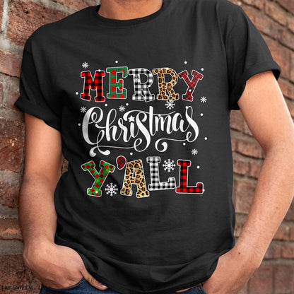 Merry Christmas Ya'll Leopard Buffalo Plaid Pajama Family T-Shirt - Christmas Unisex T-Shirt/Hoodie/Sweatshirt - NINA00