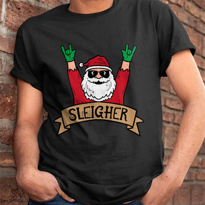 Christmas Shirts for Family, Funny christmas shirts, Christmas Unisex T-Shirt/Hoodie/Sweatshirt HLT00 - Christmas Sleigher Santa Rock Xmas Rocker Men Women Kids Boy T-Shirt