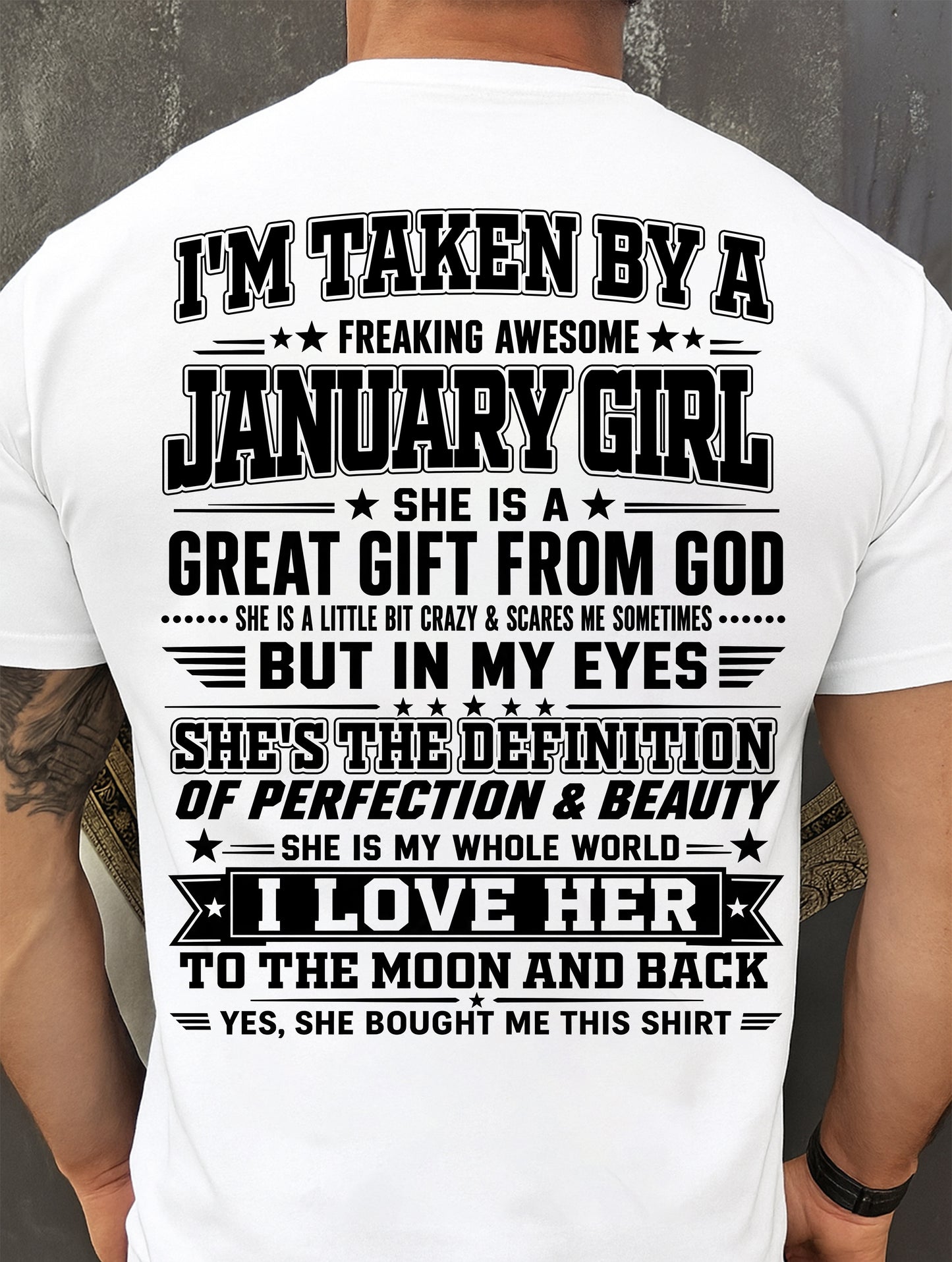 JANUARY - I'm Taken By A Freaking Awesome Girl Shirt – Gift for your Boyfriend or Husband from wife - NINA01 (SKU2606-320-01)