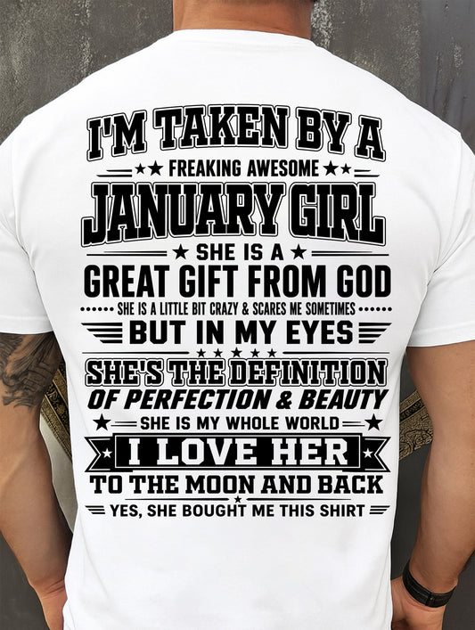 JANUARY - I'm Taken By A Freaking Awesome Girl Shirt – Gift for your Boyfriend or Husband from wife - NINA01 (SKU2606-320-01)