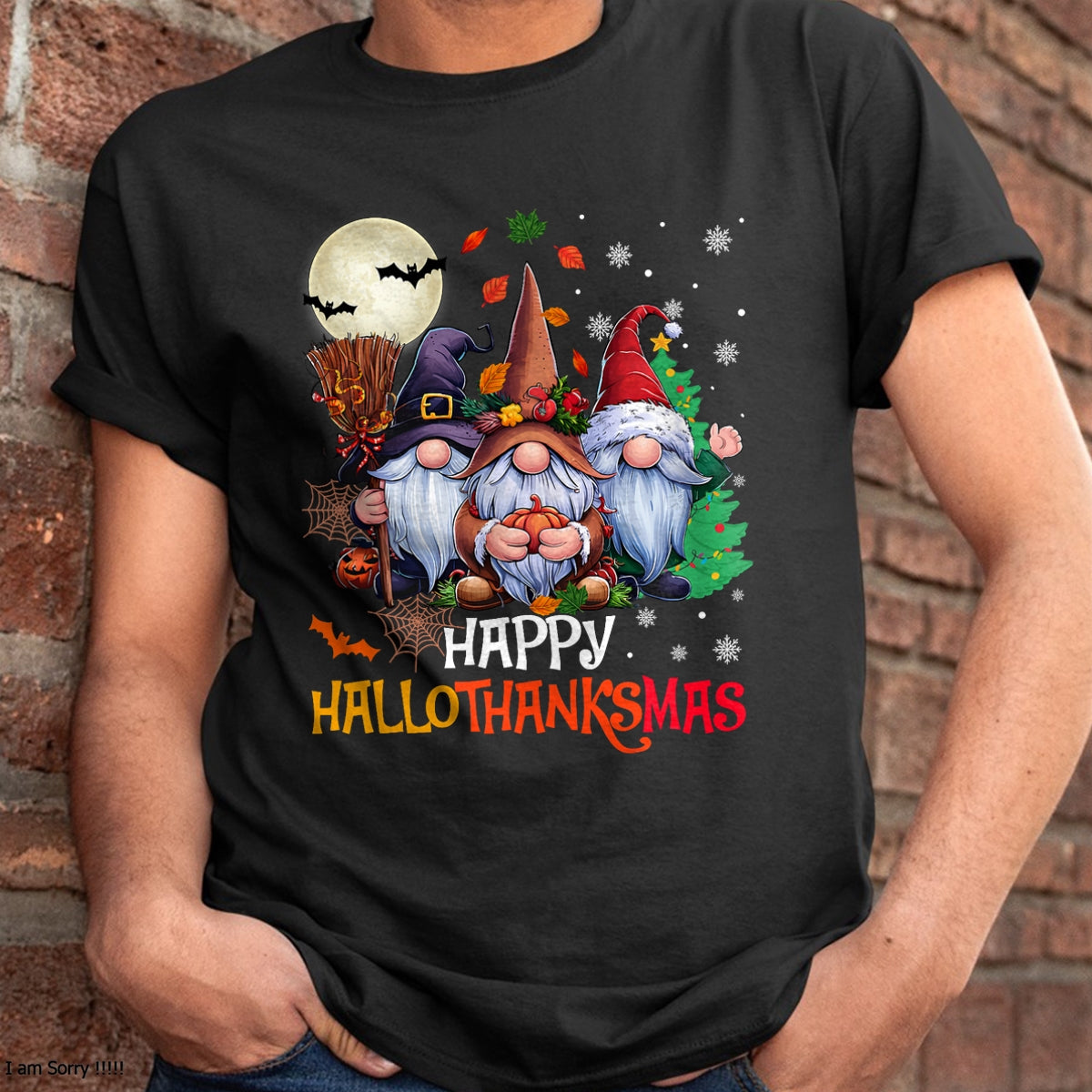Happy Hallothanksmas Gnomes Lover Halloween Merry Christmas T-Shirt - Christmas Unisex T-Shirt/Hoodie/Sweatshirt - NINA00