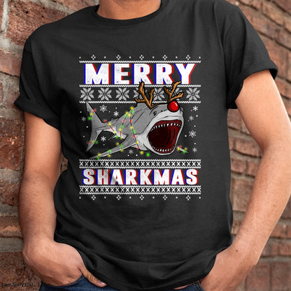 Funny Sharkmas Shark Ugly Christmas Sweaters T-Shirt - Christmas Unisex T-Shirt/Hoodie/Sweatshirt - NINA00