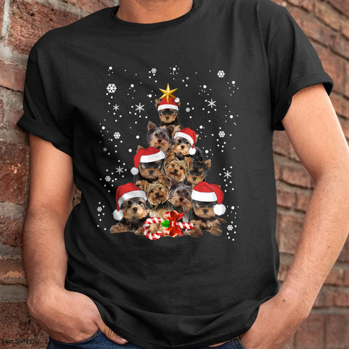 Christmas Shirts for Family, Funny christmas shirts, Christmas Unisex T-Shirt/Hoodie/Sweatshirt HLT00 - Yorkie Dogs Tree Christmas Sweater Xmas Pet Animal Dog Lover T-Shirt