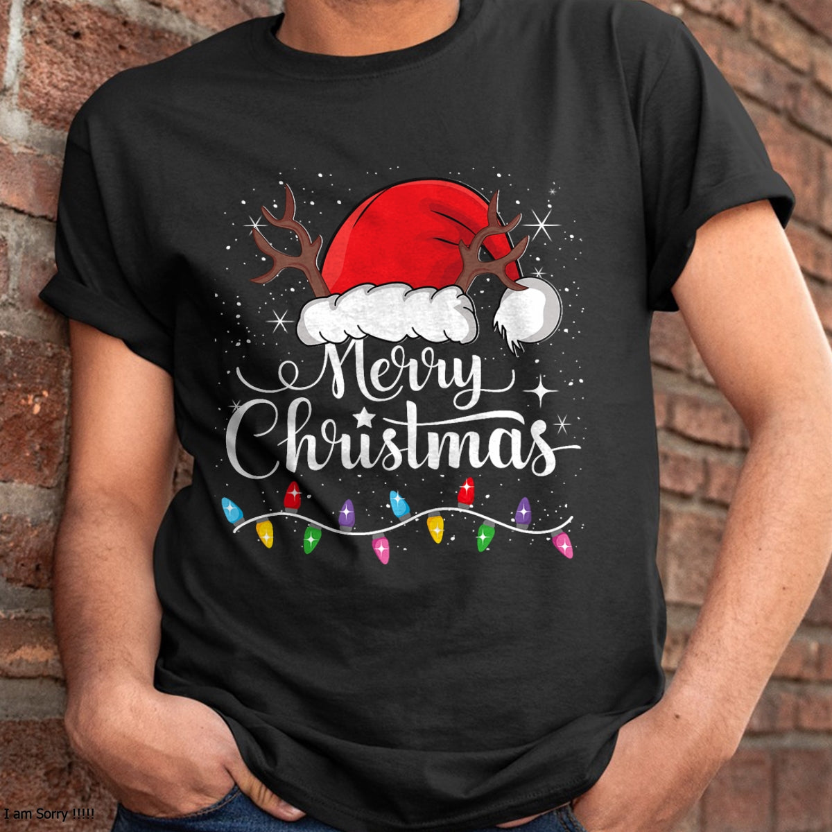 Merry Christmas Red Santa Hat Reindeer Xmas Family Men Women T-Shirt - Christmas Unisex T-Shirt/Hoodie/Sweatshirt - NINA00