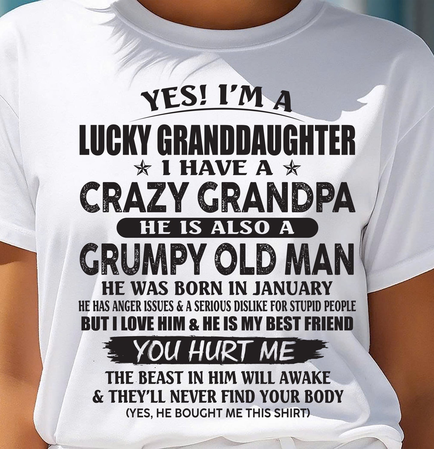 JANUARY - LUCKY GRANDDAUGHTER OF CRAZY GRANDPA - PERFECT GIFT FOR YOUR GRANDDAUGHTER FROM GRANDPA - NINA01 (SKU10-150-01)