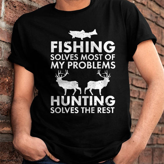 Funny Fishing and Hunting Gift Christmas Humor Hunter Cool T-Shirt Small