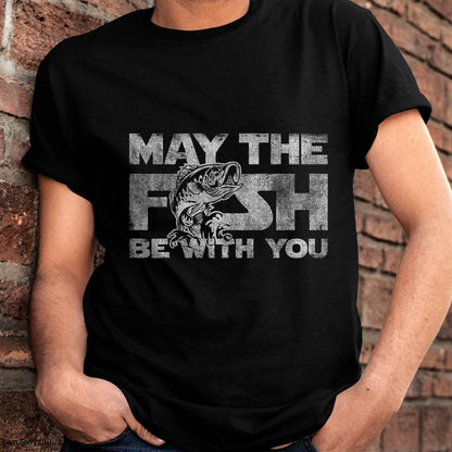 May The Fish with You his Funny Fishing sci-fi Gift T-Shirt