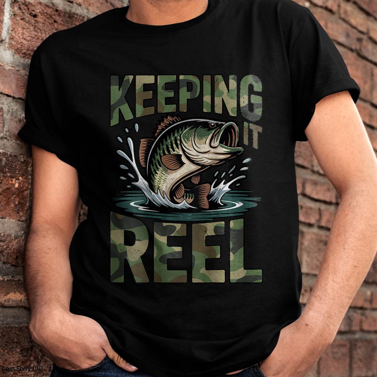 Fishing Camo Bass Fish Keeping Reel Jokes T-Shirt
