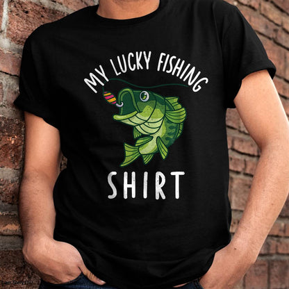 Youth Boy My Lucky Fishing-Shirt Funny Bass Fish Dad Gift T-Shirt