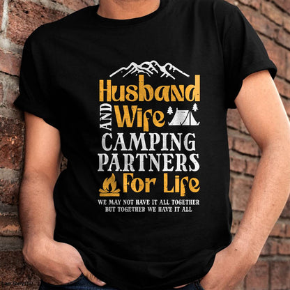 Husband Wife Camping Partners Couple Match Camper - Camping T-Shirt
