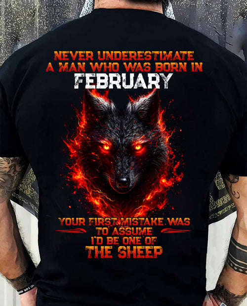 FEBRUARY - NEVER UNDERESTIMATE A MAN WHO WAS BORN IN FEBRUARY - MAN TEE - BIRTHDAY SHIRT FOR MAN - NINA02 (SKU2609-300-02)
