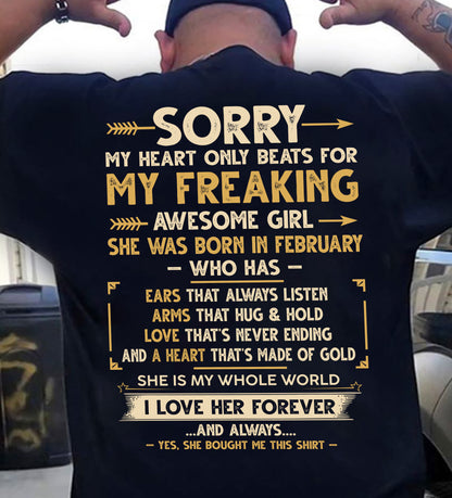 FEBRUARY - AWESOME GIRL WHO HAS EARS THAT ALWAYS LISTEN ARMS THAT HUG & HOLD - FROM WIFE - NINA02 (SKU2602-125-02)