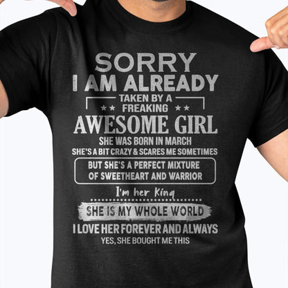 March - Awesome Girl - Perfect Gift For Boyfriend, Husband From Wife - NINA03 (SKU04-86MT-03)
