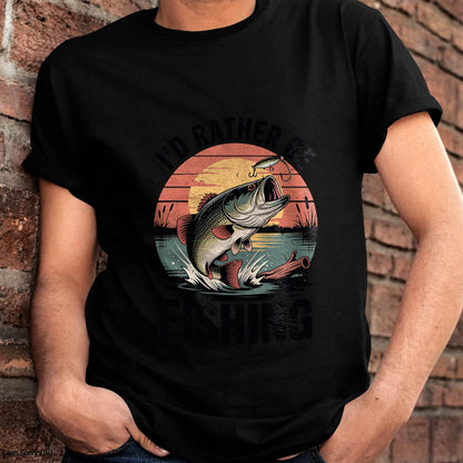 Id Rather Be Fishing Largemouth Bass Fish Jokes Funny T-Shirt