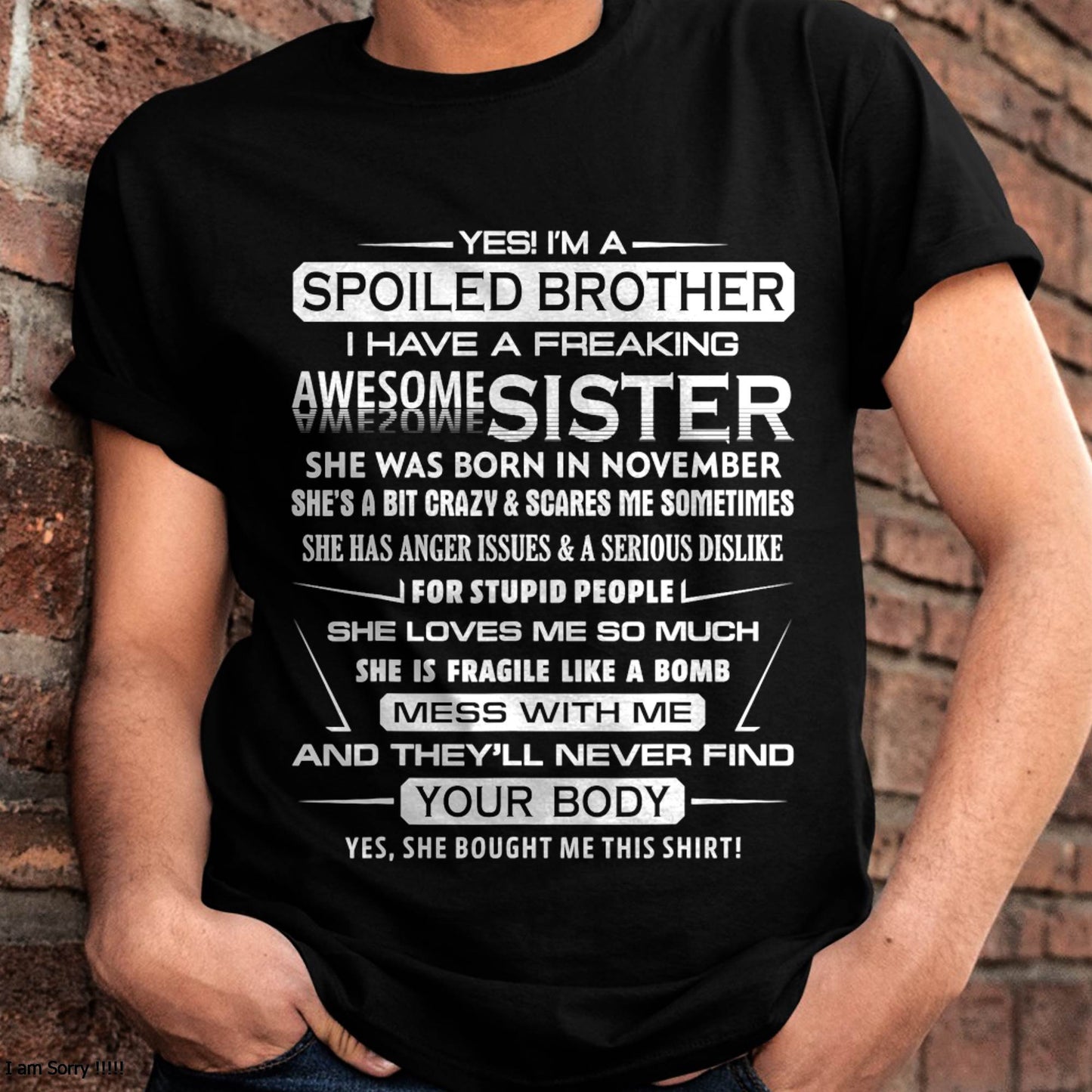 I’M A SPOILED BROTHER  I HAVE A FREAKING AWESOME SISTER - FROM SISTER - NINA11