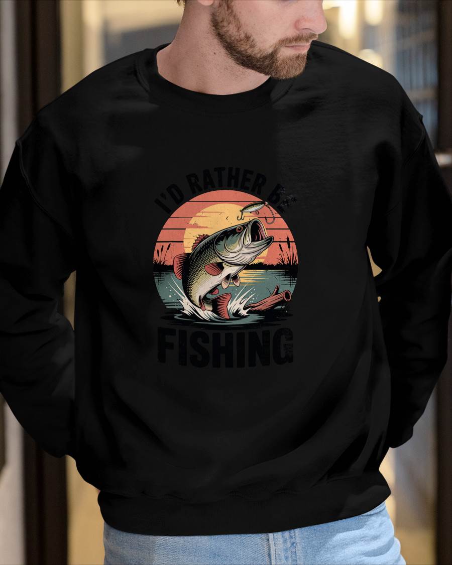 Id Rather Be Fishing Largemouth Bass Fish Jokes Funny T-Shirt