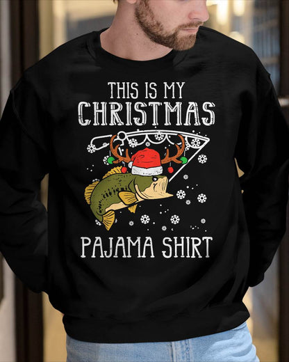 This is My Christmas Pajama Shirt Fishing Xmas T-Shirt