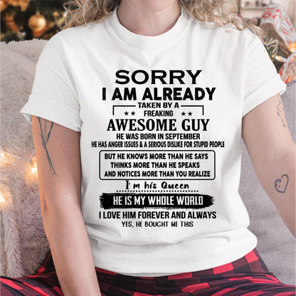 September - Awesome Guy - Perfect gift for your girlfriend or wife  From Husband - NINA09 (SKUT08-11-09)