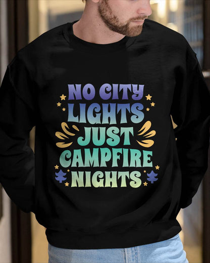 No City Lights, Just Campfire Nights Campfire Nights Quote T-Shirt