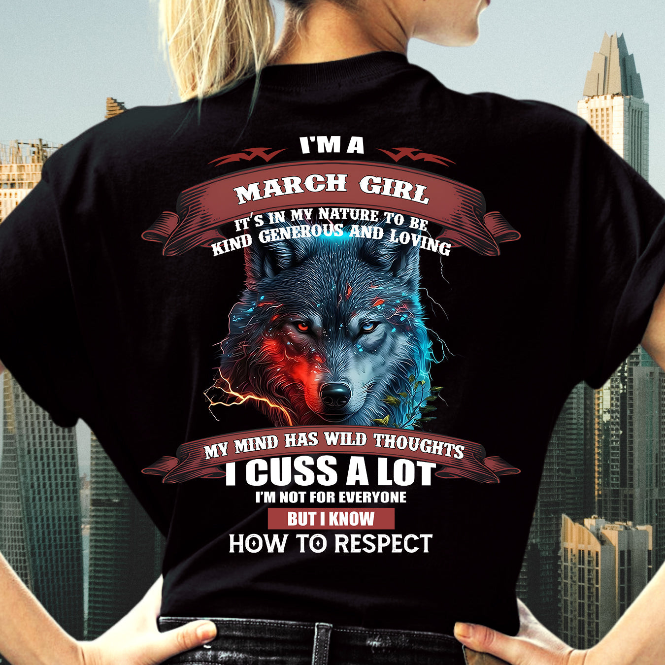 MARCH - KIND, GENEROUS AND LOVING GIRL - BIRRTHDAY T-SHIRT FOR WOMAN - FMA / NINA03 (SKU12-300-03)