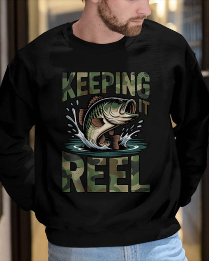 Fishing Camo Bass Fish Keeping Reel Jokes T-Shirt