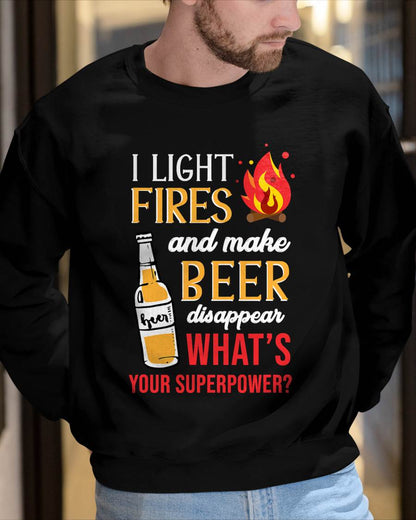 I Light Fires and Make Beer Disappear Funny Camping T-Shirt