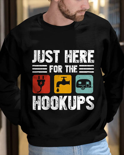 I'm Just Here For The Hookups Funny Camp RV Camper Camping T-Shirt