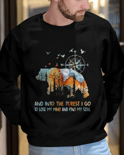 and Into The Forest I Go to Lose My Mind Camping Bear T-Shirt