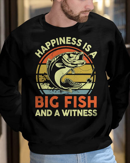 Fishing Gift Happiness Big Fish Witness Funny Bass Fish T-Shirt