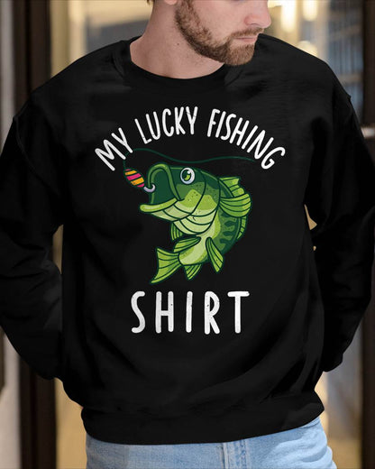 Youth Boy My Lucky Fishing-Shirt Funny Bass Fish Dad Gift T-Shirt