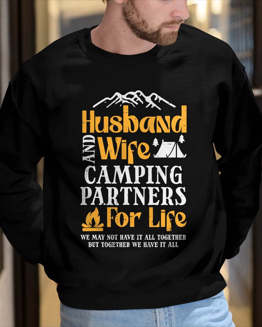 Husband Wife Camping Partners Couple Match Camper - Camping T-Shirt