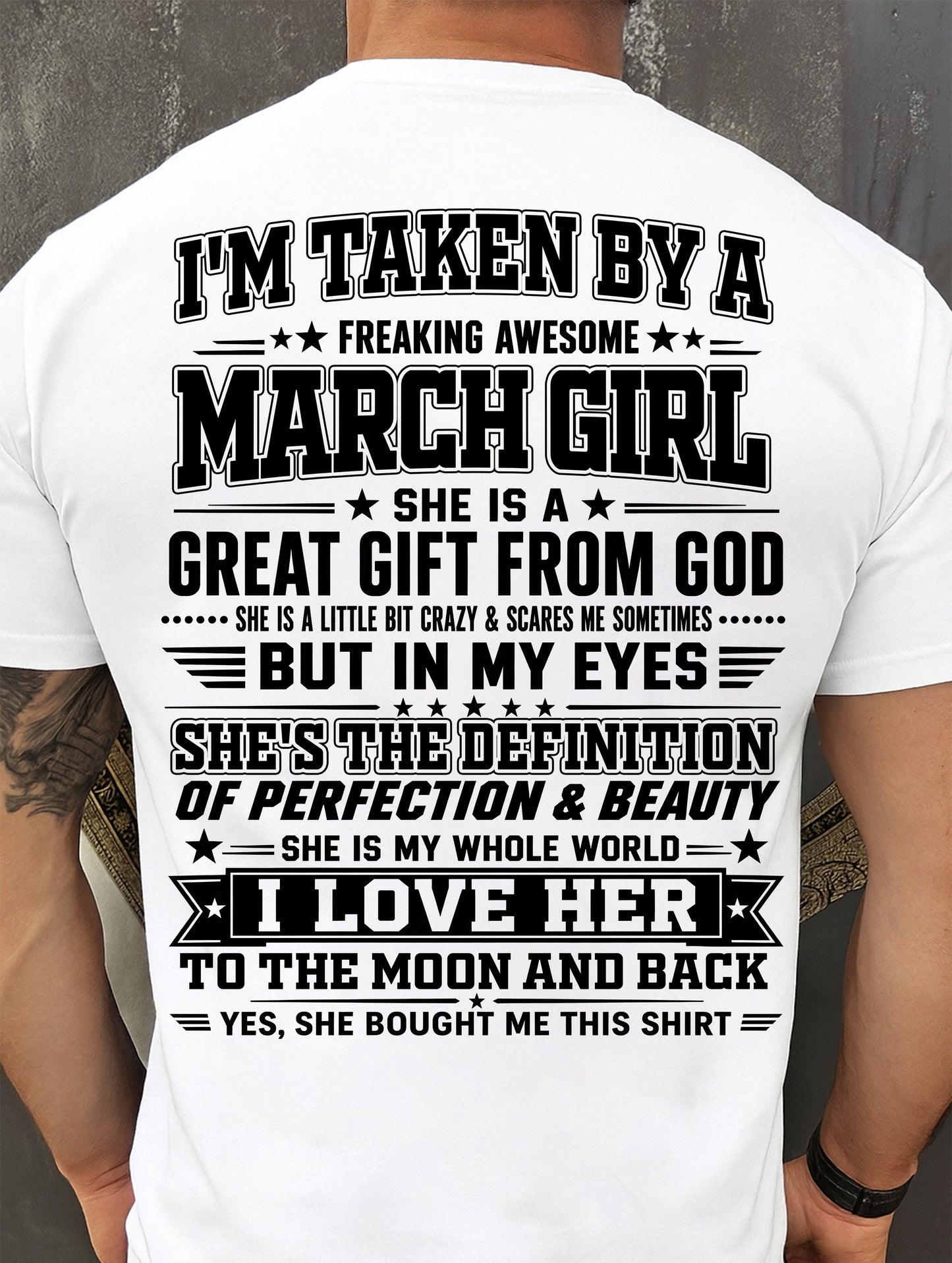 MARCH - I'm Taken By A Freaking Awesome Girl Shirt – Gift for your Boyfriend or Husband from wife - NINA03 (SKU2606-320-03)