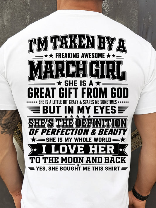 MARCH - I'm Taken By A Freaking Awesome Girl Shirt – Gift for your Boyfriend or Husband from wife - NINA03 (SKU2606-320-03)