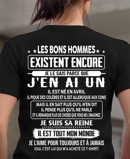 AVRIL - LES BONS HOMMES EXISTENT ENCORE - T-shirt spécial de la part de son mari - FR04/NINA04 (SKU2609-21-04)