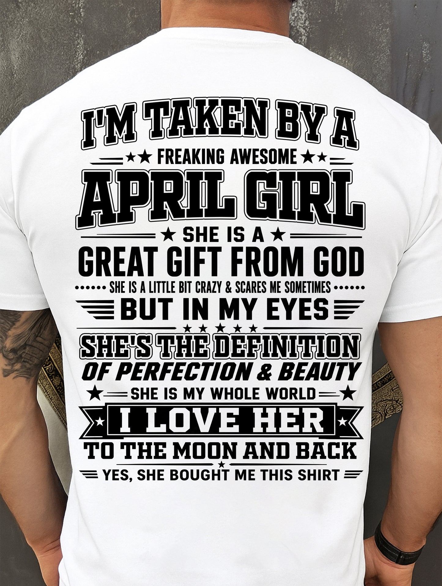 APRIL - I'm Taken By A Freaking Awesome Girl Shirt – Gift for your Boyfriend or Husband from wife - NINA04 (SKU2606-320-04)
