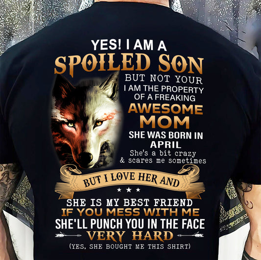 April - Lucky Son of Awesome Mom - Perfect Gift for Son From Mom - NINA04 (SKU10-128-04)