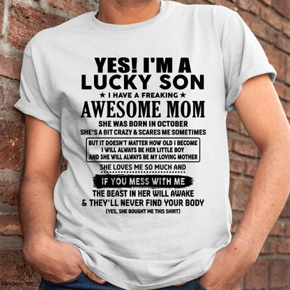 October - I am Lucky Son - Gift For Son From Mom - NINA10 - (SKU-T1206LMS-10)