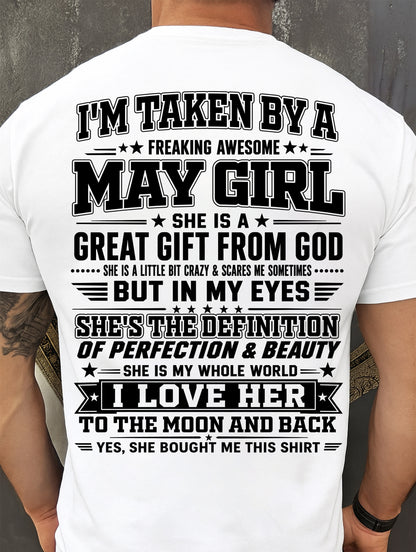 MAY - I'm Taken By A Freaking Awesome Girl Shirt – Gift for your Boyfriend or Husband from wife - NINA05 (SKU2606-320-05)