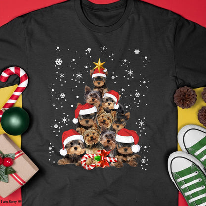 Christmas Shirts for Family, Funny christmas shirts, Christmas Unisex T-Shirt/Hoodie/Sweatshirt HLT00 - Yorkie Dogs Tree Christmas Sweater Xmas Pet Animal Dog Lover T-Shirt