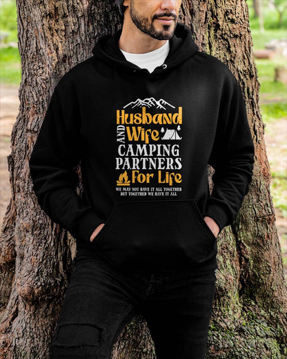 Husband Wife Camping Partners Couple Match Camper - Camping T-Shirt