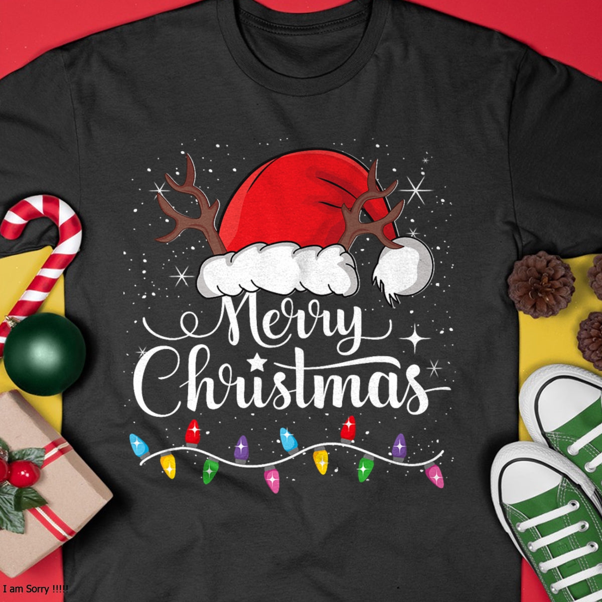 Merry Christmas Red Santa Hat Reindeer Xmas Family Men Women T-Shirt - Christmas Unisex T-Shirt/Hoodie/Sweatshirt - NINA00