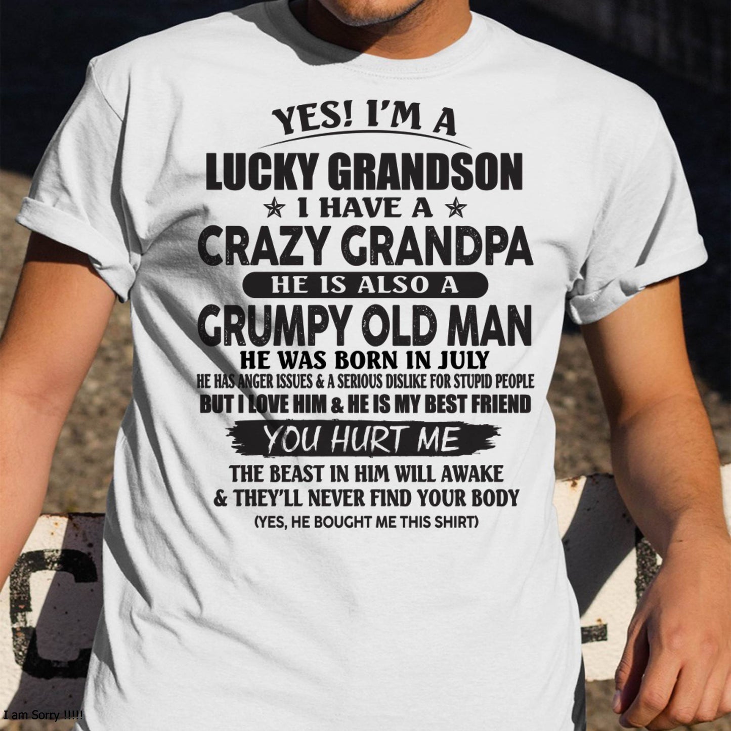 JULY - LUCKY GRANDSON OF CRAZY GRANDPA -  PERFECT GIFT FROM GRANDPA - NINA07 (SKU12-145-07)