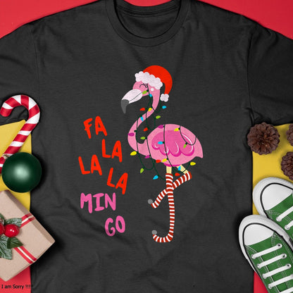 Fa La La Mingo Flamingo Christmas Tropical Xmas Tree Lights T-Shirt - Christmas Unisex T-Shirt/Hoodie/Sweatshirt - NINA00