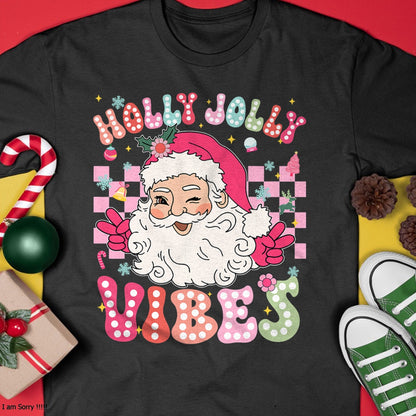 Groovy Cute Santa Claus Christmas Vibes Xmas Girls Womens T-Shirt - Christmas Unisex T-Shirt/Hoodie/Sweatshirt - NINA00
