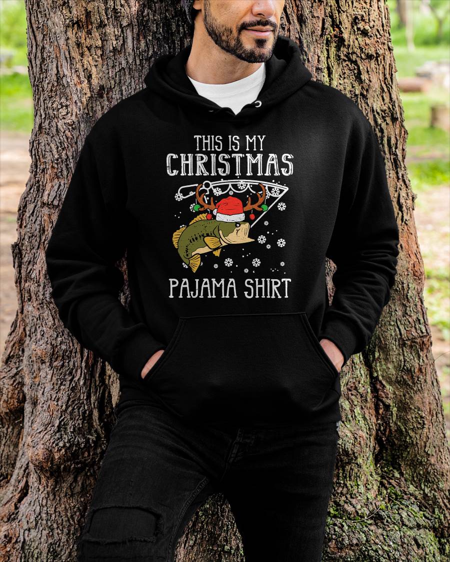This is My Christmas Pajama Shirt Fishing Xmas T-Shirt