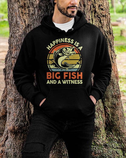 Fishing Gift Happiness Big Fish Witness Funny Bass Fish T-Shirt